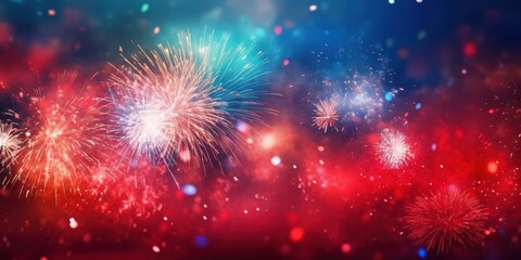 Fototapeta premium Festive Fireworks Display,Happy New Year, Beautiful creative holiday background with fireworks and Sparkling