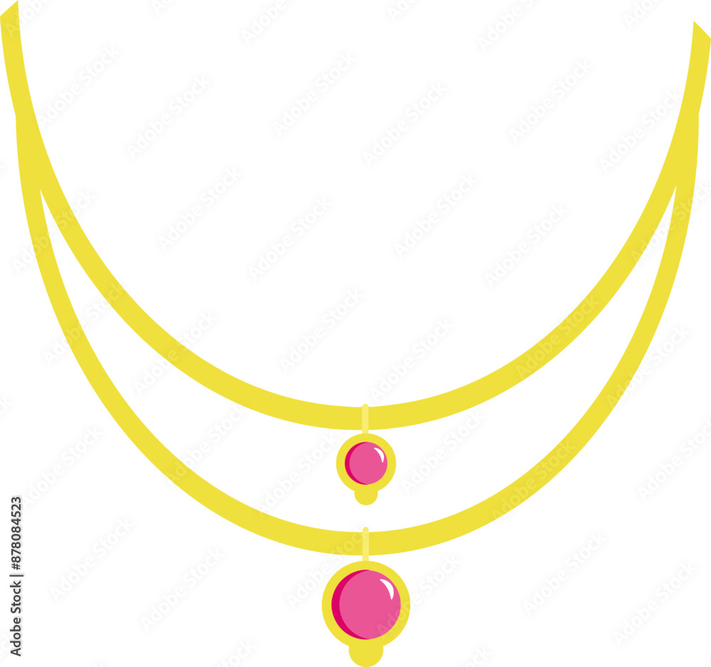 Canvas Prints Necklace Icon or Symbol in Yellow and Pink Color.