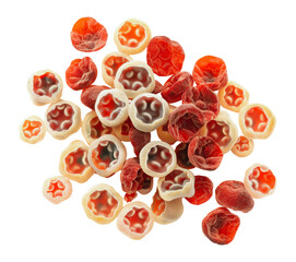 Fototapeta premium Dried red and white goji berries scattered, cut out - stock png.