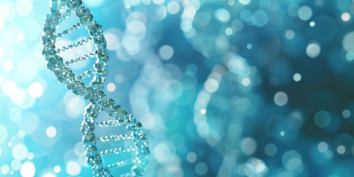 Abstract Double helix hexamer DNA molecules on blue backdrop
