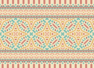 Vector illustration of Ukrainian folk seamless pattern ornament. Ethnic ornament. Border element. Traditional Ukrainian, Belarusian folk art knitted embroidery pattern