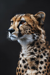 Obraz premium Cheetah looking into the distance, surrounded by a golden bokeh background