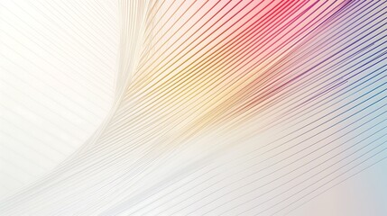 Abstract geometric lines in various colors on a white background.