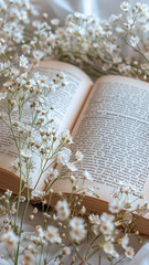 An open book with delicate pages