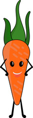 Cheerful Cartoon Carrot Icon In Flat Style.