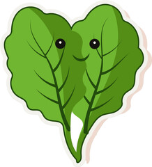 Sticker Style Smiley Spinach Cartoon Icon.