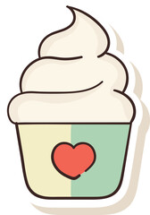 Loving Cupcake Icon in Sticker Style.