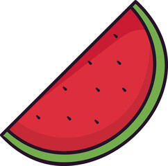 Watermelon Slice Icon in Flat Style.