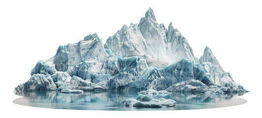 Obraz premium Large iceberg with tall peaks, cut out - stock png.