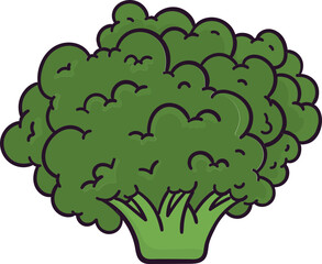 Green Broccoli Icon in Flat Style.