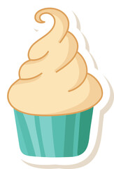 Delicious Cupcake Icon in Sticker Style.