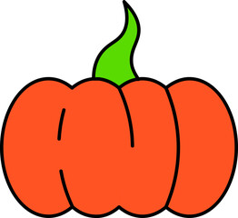Pumpkin Icon in Orange and Green Color.