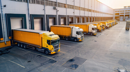 Fototapeta premium hangar logistique avec quais de déchargement pour camion semi-remorque
