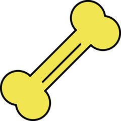 Yellow Bone Icon in Flat Style.