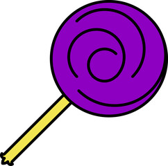 Flat Lollipop Icon in Purple and Yellow Color.