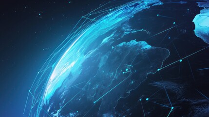 Earth's surface and map lines, representing global internet network technology on the earth's surface. Connectivity, technology and modern life concept.