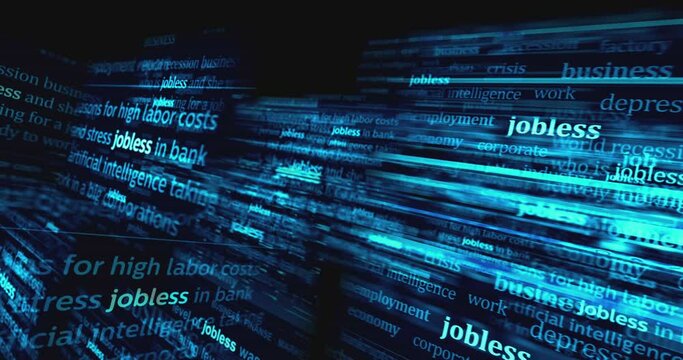 Jobless unemployment crisis Headline news titles international media abstract concept  loop. Seamless and looped 3d animation.