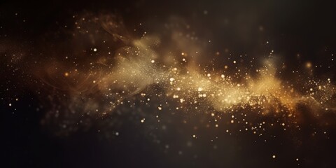 Naklejka premium Abstract Golden Sparkles on Dark Background, gold and black. defocused, banner