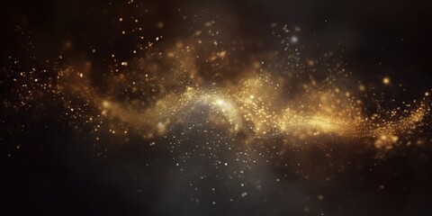 Naklejka premium Abstract Golden Galaxy, gold and black. defocused, banner