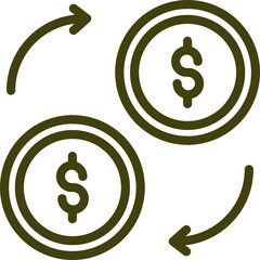 Money exchange icon in thin line art.