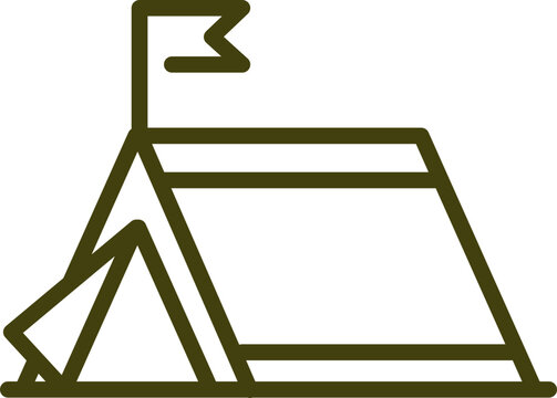 recommend clip art: Tent with flag icon in green line art.