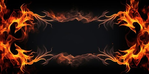 Fototapeta premium Fiery Frame: A fiery design on a black background.