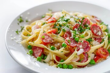Crisp Onions and Sautéed Salami Deli Pasta Dish