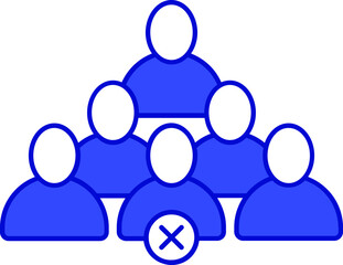 No Crowd Icon or Symbol in blue and white color.