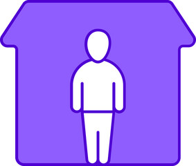 Man Stay In Home icon in purple and white color.