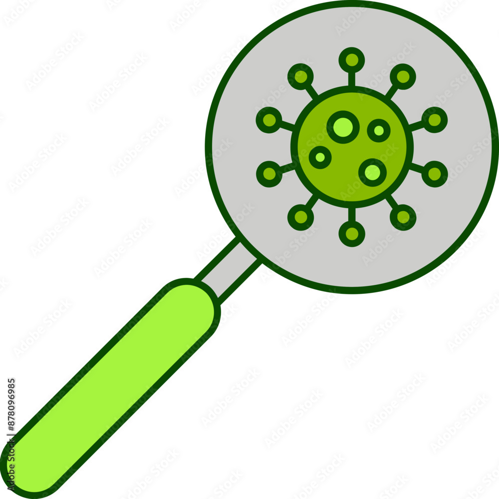 Sticker virus search icon in green and color.