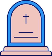 Fototapeta premium Memorial Tombstone Icon in peach and blue color.