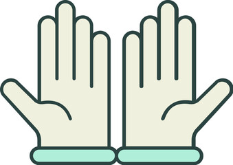 Pair Gloves icon in Grey and Green Color.