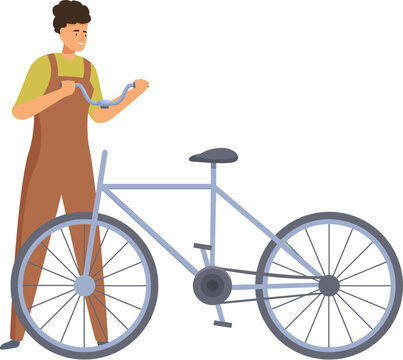 Bicycle mechanic is repairing a bike in his workshop