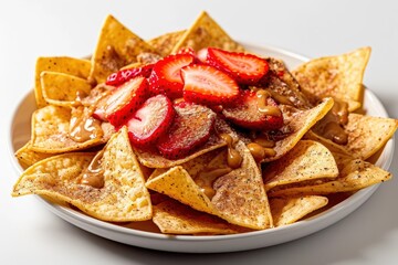 Elegant Dessert Nachos: Chocolate-Orange Cake with Matcha Green Tea Ice Cream and White Chocolate