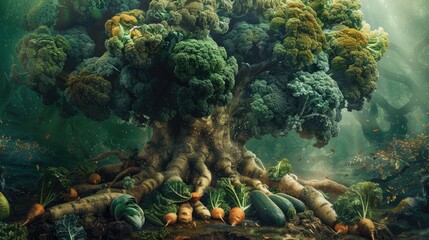 Fototapeta premium The Magical Broccoli Tree of Abundance