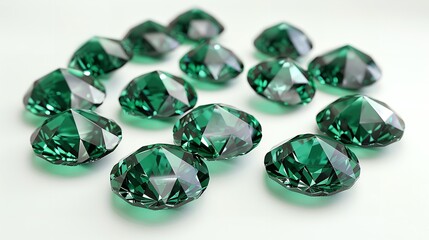 raw emeralds, gemstone jewelry isolated on white background : Generative AI