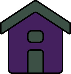 Green And Purple Home Icon In Flat Style.