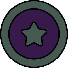 Isolated Star Symbol On Purple And Grey Circle Background.