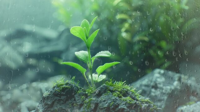small plants that grow in a very cool and beautiful tropical environment. seamless looping time-lapse virtual 4k video Animation Background.