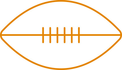 Yellow Stroke Illustration Of Rugby Ball Icon.