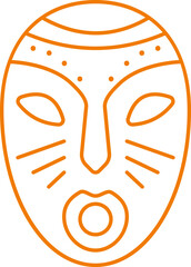 Yellow Thin Line Art Tribal Mask Icon.
