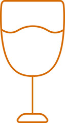 Isolated Wine Glass Yellow Stroke Icon.