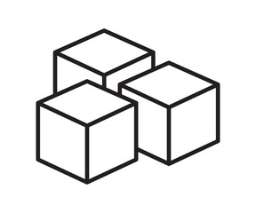 Three ice cubes or sugar cubes set flat vector icon for apps and websites, cube icon symbol with three blocks. cubic building icon, three sugar cubes icon
