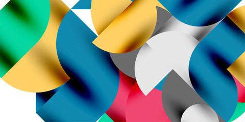 Tech minimal circular shapes geometric art. Vector modern circles