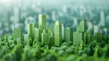 Obraz premium Sustainable urban neighborhood featuring green spaces, eco-friendly buildings, and efficient public transport systems. Perfect example of modern green district planning.