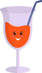 Yellow Liquid Drink Glass With Smiley Face Flat Icon.