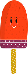 Cute Smile Face Ice Pop Colorful Icon In Flat Style.