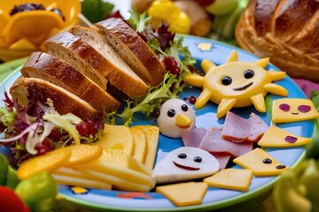Obraz premium Creative Plate with Various Cheese Shapes Stimulating Children's Creativity