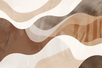 Flowing abstract pattern with wavy beige, white, and brown lines, perfect for modern decor and design projects.