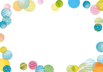 水彩風　ガーリーなドットフレーム1